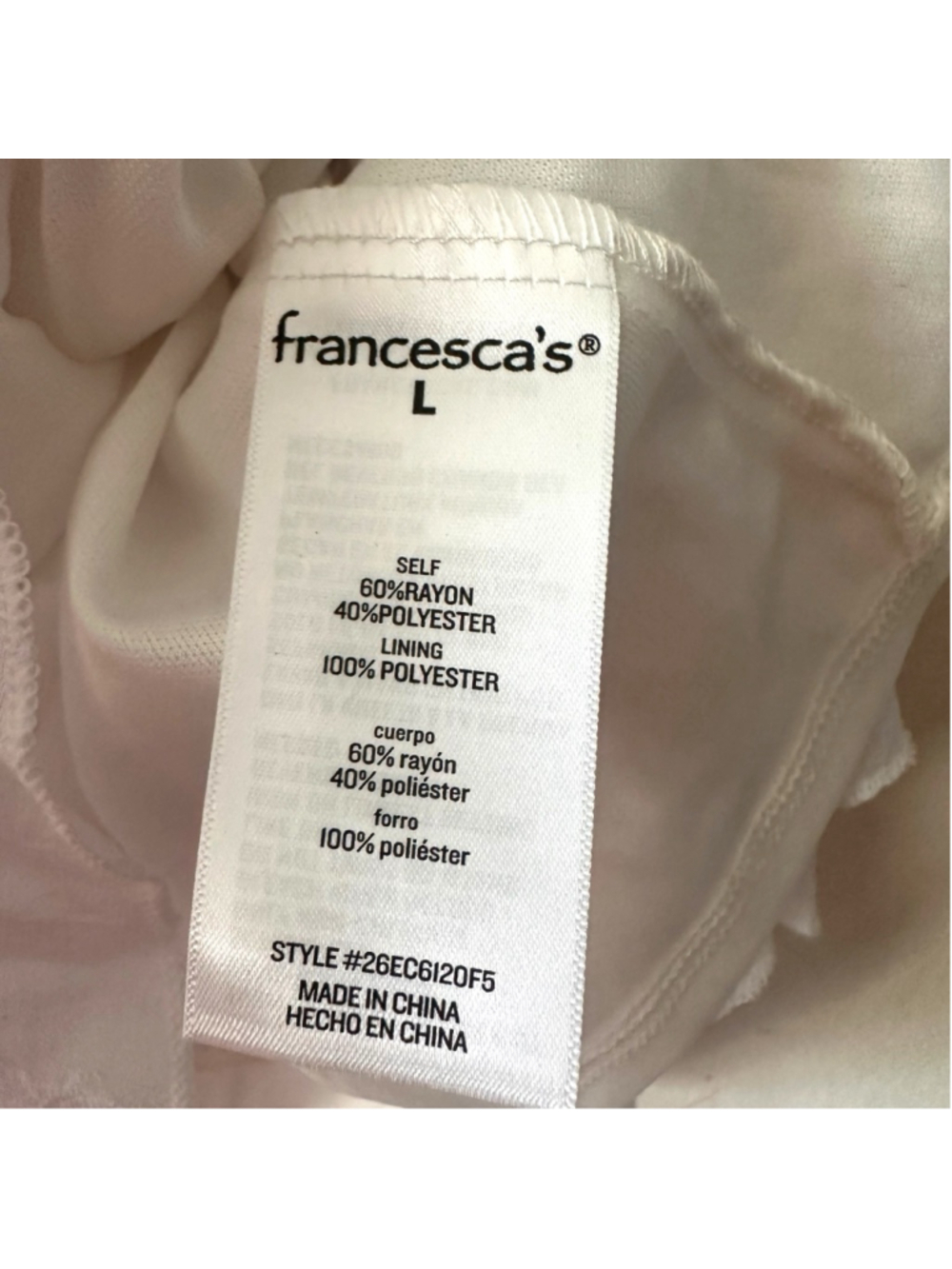 NWT Francesca’s White Smocked Mini Dress Bridal Shower Grad Open Back Large - Picture 6 of 10